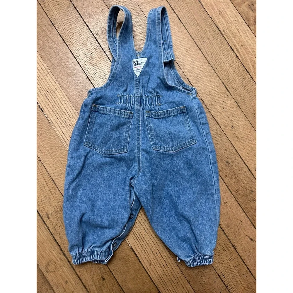 Vintage Denim Oshkosh Bubble Romper Overalls Baby BGosh Pleated 6-9 Month